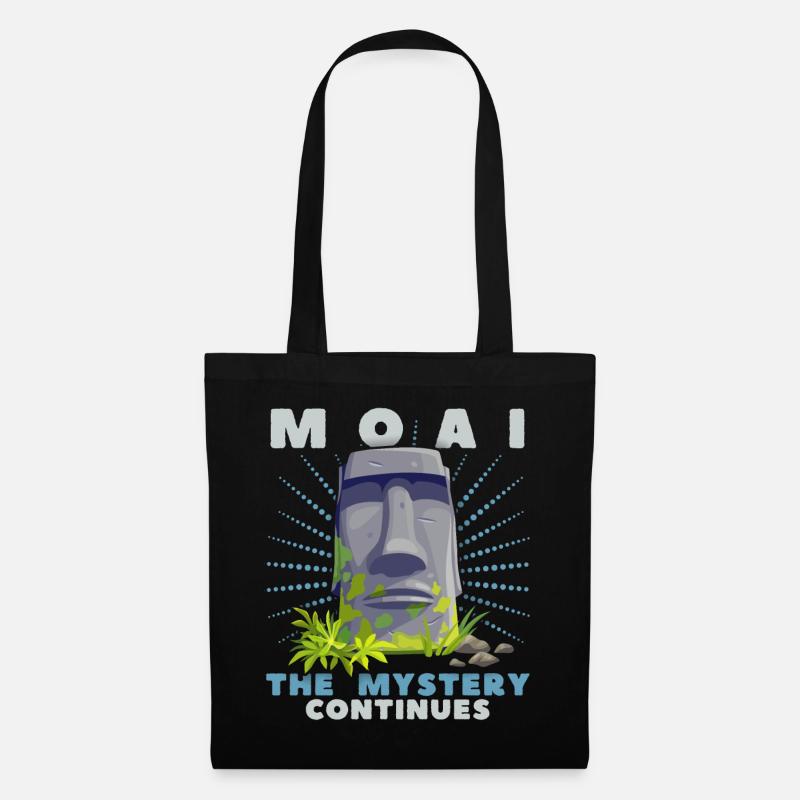 Moai, Steinköpfe, Osterinsel Rapa-Nui - Stoffbeutel - Schwarz