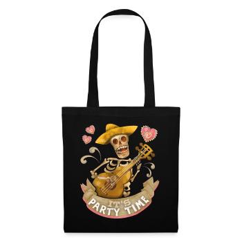 Skeleton guitar, It's party time funny saying - Tote Bag - black - Front