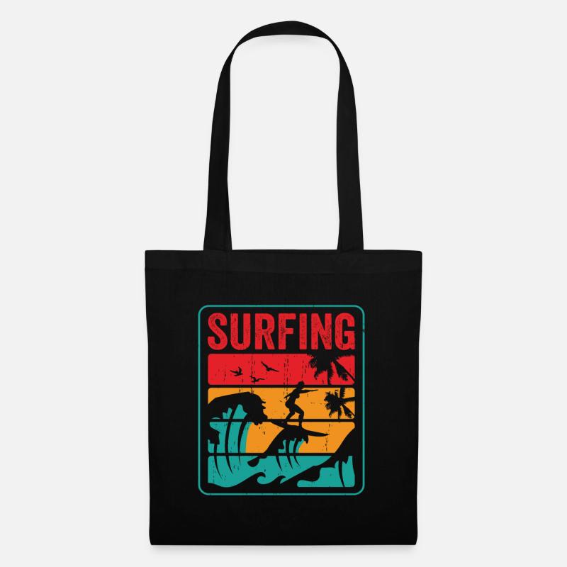 Surfer Riding Waves Surfen Surfen - Stoffbeutel - Schwarz