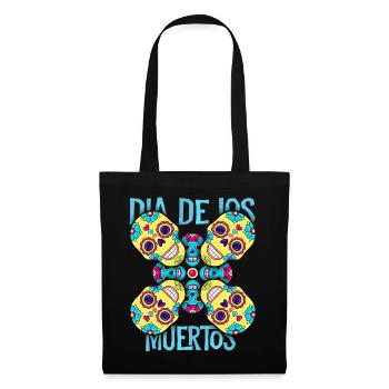 Dia-De-Los-Muertos, Crâne de sucre, Crâne, Crâne - Sac en tissu - noir - Devant