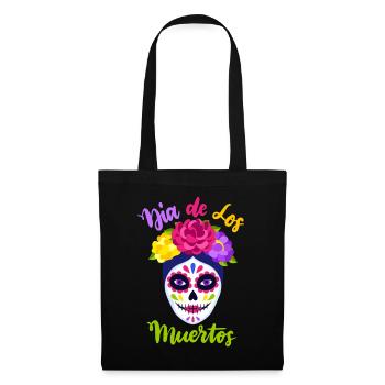 Dia-de-los-Muertos, La-Catrina, Crâne de sucre - Sac en tissu - noir - Devant