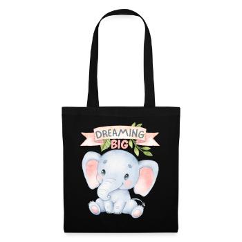 Little elephant, funny saying Dreaming Big - Tote Bag - black - Front