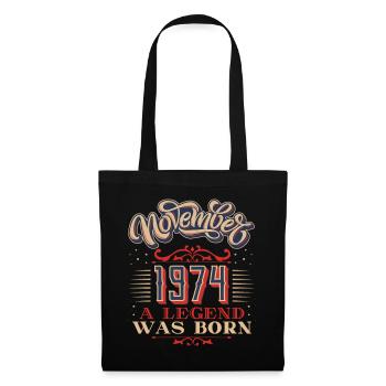 1974, anniversaire, novembre 1974, 11.1974, 11-1974 - Sac en tissu - noir - Devant