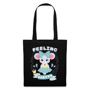 Niedliche Maus, Mouse, Kawaii-Maus lustiger Spruch - Stoffbeutel - Schwarz - Vorne