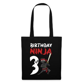 Birthday Party 3 Years Old Japanese Ninja Birthday - Tote Bag - black - Front