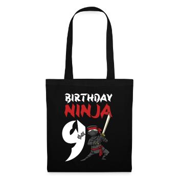 Birthday Party 9 Years Old Japanese Ninja Birthday - Tote Bag - black - Front