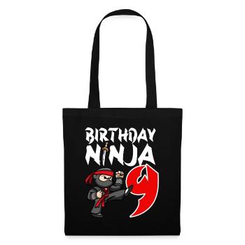 Birthday Party 9 Years Old Japanese Ninja Birthday - Tote Bag - black - Front