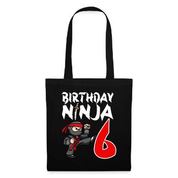 Birthday Party 6 Years Old Japanese Ninja Birthday - Tote Bag - black - Front