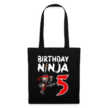 Birthday Party 5 Years Old Japanese Ninja Birthday - Tote Bag - black - Front