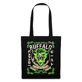 Tête de buffle Buffalo vintage, Buffalo Design - Sac en tissu - noir - Devant