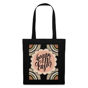 Vintage Pâques Joyeuses Pâques Dicton Calligraphie - Sac en tissu - noir - Devant