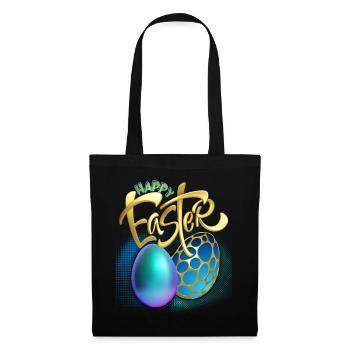 Joyeuse-Pâques Calligraphie Joyeuses Pâques 3d Oeufs de Pâques - Sac en tissu - noir - Devant
