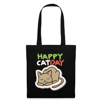 Cat, Happy Cat Day, Funny Cat, Cat Day - Tote Bag - black - Front