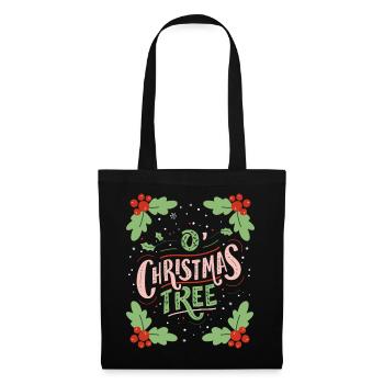 Weihnachtsbaum, Weihnachten Typografie Spruch - Stoffbeutel - Schwarz - Vorne