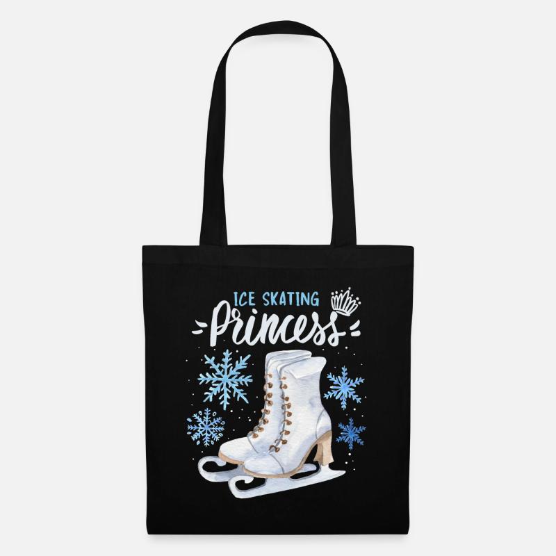 Schlittschuhe, Schlittschuhlaufen, Spruch-Princess - Stoffbeutel - Schwarz