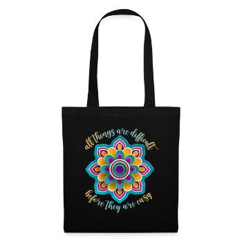 Mandala motivation, dicton motivationnel, dire - Sac en tissu - noir - Devant