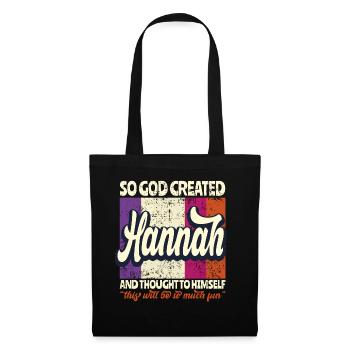 Name Hannah Geburtstag Geschenk - Stoffbeutel - Schwarz - Vorne