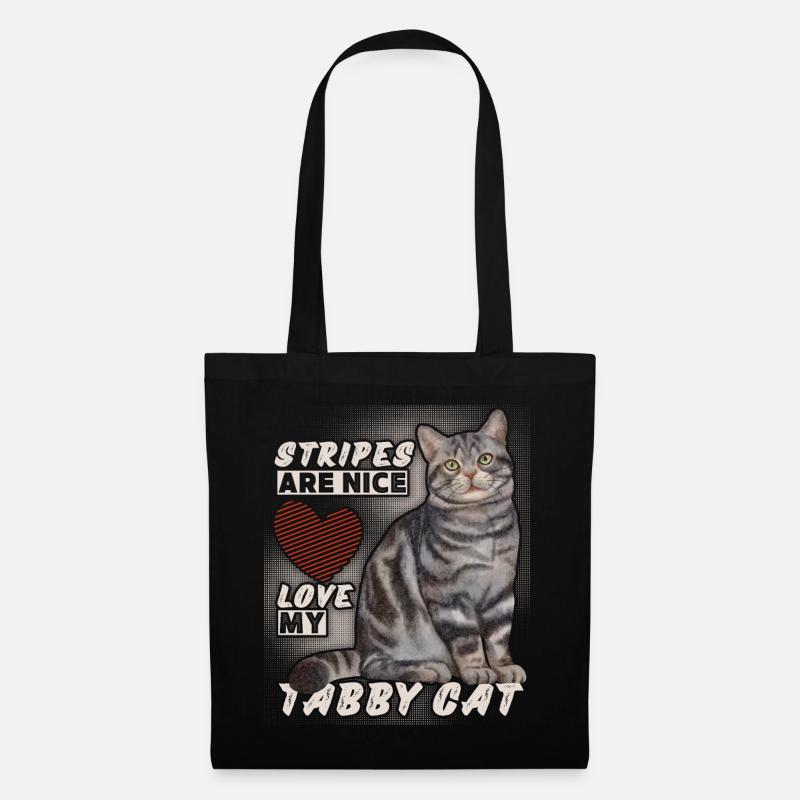 Katze, gestreifte Katze, tabby-cat lustiger Spruch - Stoffbeutel - Schwarz