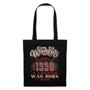 1990, anniversaire, novembre 1990, 11.1990, 11-1990 - Sac en tissu - noir - Devant