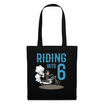 Motocycliste roulant dans 6 Anniversaire de moto - Sac en tissu - noir - Devant