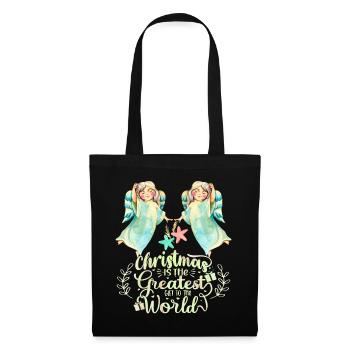 Angel, Angel Watercolor, Christmas Saying - Tote Bag - black - Front