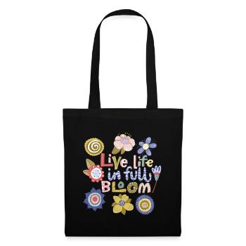 Kawaii-Blumen, Kawaii-Spruch, Typografie-Spruch - Stoffbeutel - Schwarz - Vorne