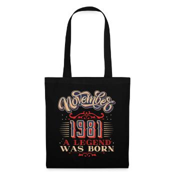 1981, anniversaire, novembre 1981, 11.1981, 11-1981 - Sac en tissu - noir - Devant