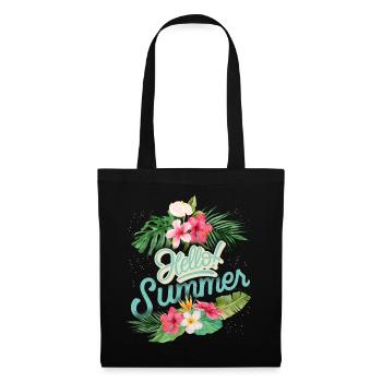 Summer Summer, saying with hibiscus flowers - Tote Bag - black - Front