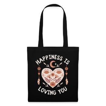 Saint-Valentin, Cœur d’art populaire, Amour Amour - Sac en tissu - noir - Devant