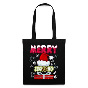 Père Noël, casquette, HoHoHo et cadeaux - Sac en tissu - noir - Devant