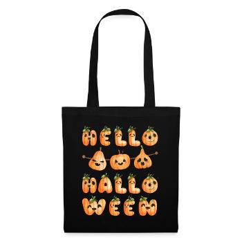Hello Halloween Funny Pumpkin Motif Typography - Tote Bag - black - Front