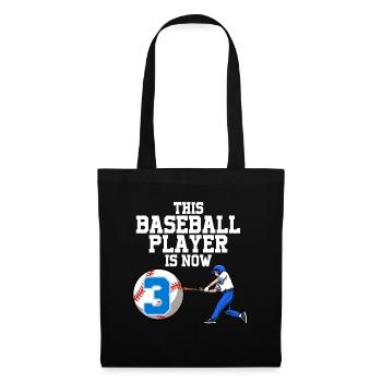 Joueur de baseball Ce baller est 3 anniversaire de baseball - Sac en tissu - noir - Devant