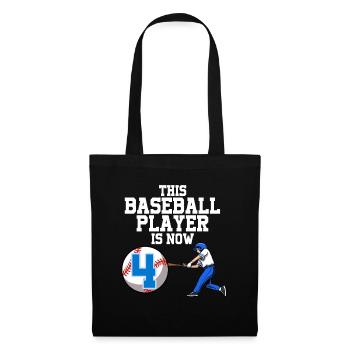 Joueur de baseball Ce joueur est 4 anniversaire de baseball - Sac en tissu - noir - Devant