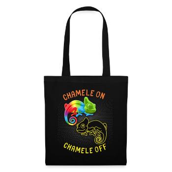 Caméléon drôle disant, Pun Chamele On - Sac en tissu - noir - Devant