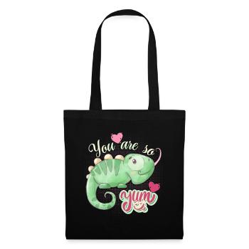 Caméléon amoureux drôle de dicton, amour-amour - Sac en tissu - noir - Devant