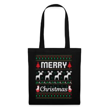 Merry Christmas - Stoffbeutel - Schwarz - Vorne