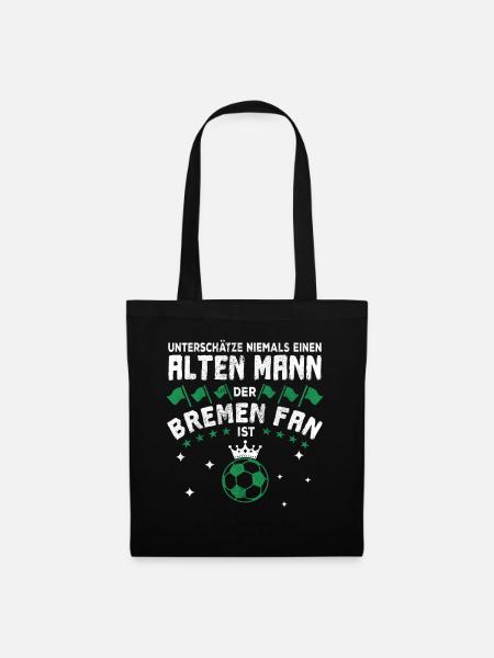 Alter Mann - Bremen Fan | Fußball Fan Design - Stoffbeutel - Schwarz