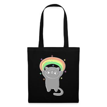 Katzen Regenbogen Weihnachtsoutfit - Stoffbeutel - Schwarz - Vorne