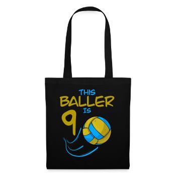Volleyballspieler Baller ist 9 Volleyball Geburtstag - Stoffbeutel - Schwarz - Vorne