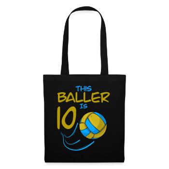 Volleyballspieler Baller ist 10 Volleyball Geburtstag - Stoffbeutel - Schwarz - Vorne