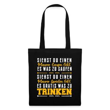 Maurer Tshirt Maurermeister - Stoffbeutel - Schwarz - Vorne