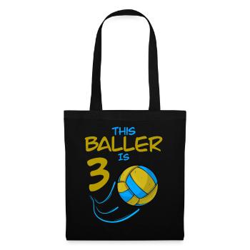 Volleyballspieler Baller ist 3 Volleyball Geburtstag - Stoffbeutel - Schwarz - Vorne