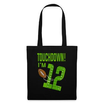 Football Player Touchdown I'm 12 Football Birthday - Tote Bag - black - Front