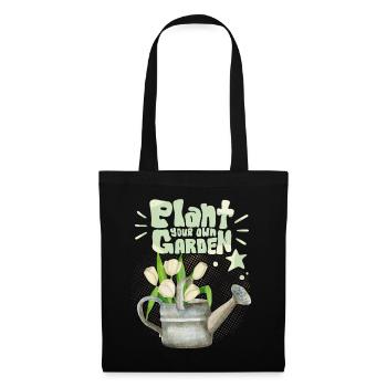 jardinier, jardin, plantez votre propre jardin, en disant - Sac en tissu - noir - Devant
