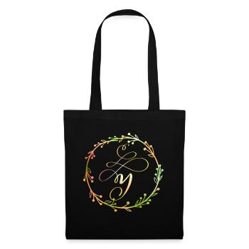 Monogramme, lettre Y, ornement de calligraphie - Sac en tissu - noir - Devant