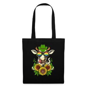 Cow Rainbow Farm Hippie Peace Gift - Sac en tissu - noir - Devant