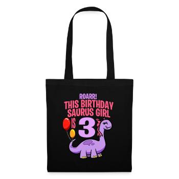 This Birthday Saurus Girl Is 3 Dinosaur - Tote Bag - black - Front