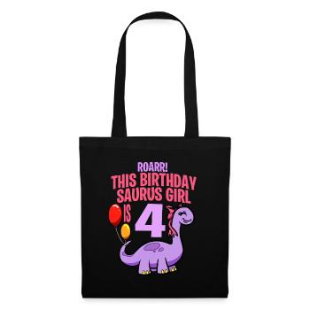 This Birthday Saurus Girl Is 4 Dinosaur - Tote Bag - black - Front