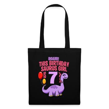 This Birthday Saurus Girl Is 7 Dinosaur - Tote Bag - black - Front