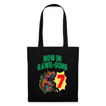 Now Im Rawr-Some 7 TRex Dinosaur Birthday - Tote Bag - black - Front